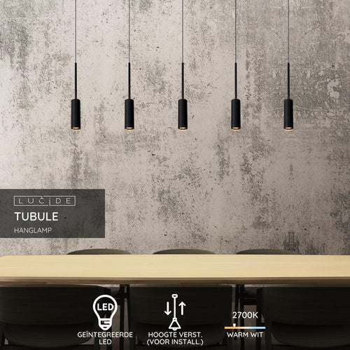 Lucide hanglamp TUBULE - Geïntegreerde LED - Zwart - vtwonen shop