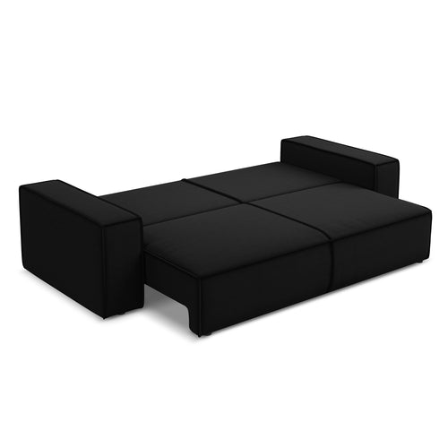 LaMiaSofa 3-zits slaapbank Livorno - velours - zwart - 255x105x85