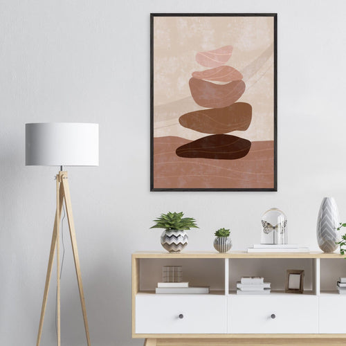Artfulprints Poster Boho – Stone balance   - 70x100 cm - Grijs
