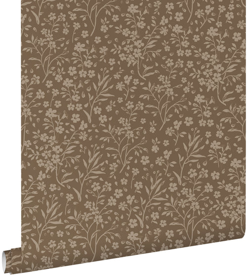 ESTAhome behang bloemetjes bruin - 50 x 900 cm - 131996