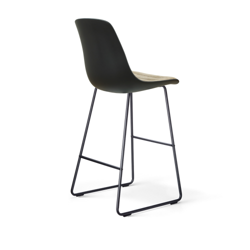 Nolon Nino-Liv Barkruk Zwart met Nougatbruin Zitkussen Zwart Onderstel 75 Cm