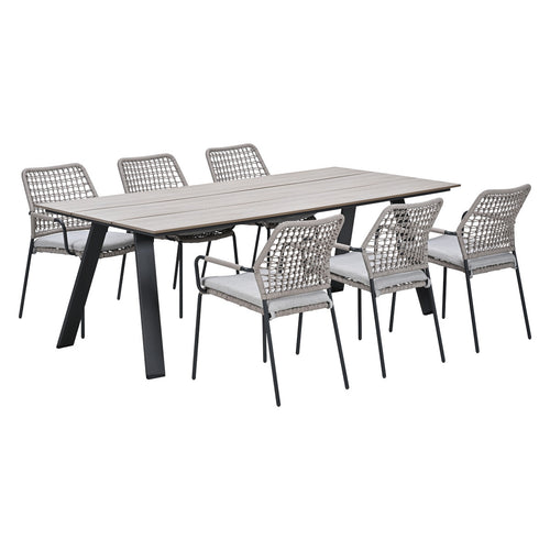 Garden Impressions Tuinset Natas sand 7-delig - Braga tuintafel 220x100 cm
