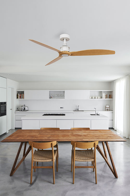 Faro JUST Ventilator Middelgroot Wit, licht hout DC-plafondventilator met 6 snelheden