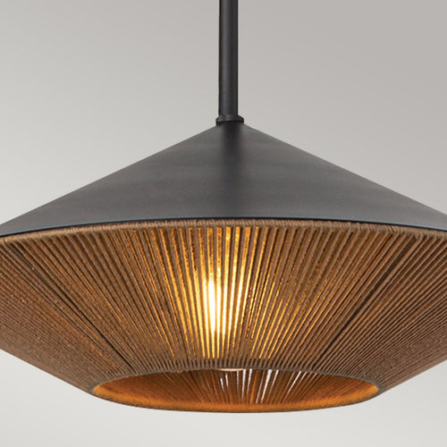 Kuppel-Pendelleuchte Modern Mattschwarz, Natur 1x E27