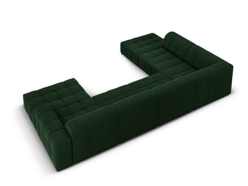 Cosmopolitan Design Panoramische hoekbank links Chicago 7-zits, flueel flessengroen - 263x375x78cm