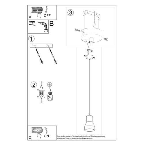 Sollux Lighting Hanglamp QUBIC grijs - 10x10x120cm