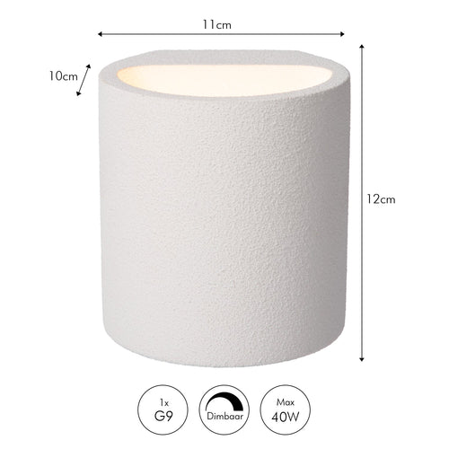 Atmooz wandlamp Antonio - wit - 11 x 10 x H 12 cm - G9