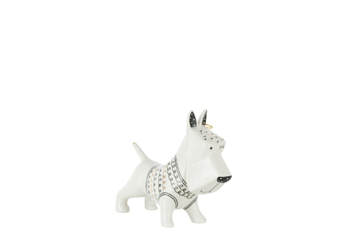 J-Line decoratie Hond Trui - keramiek - zwart/wit - medium