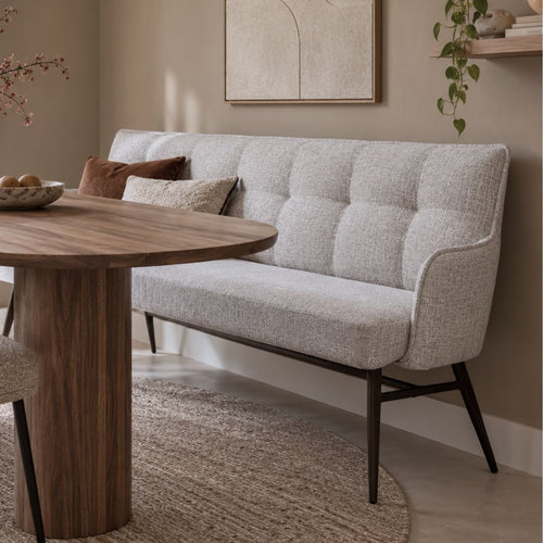 Giga Meubel Eetkamerbank Bruce Beige - 180 cm - Stof - Armleuning
