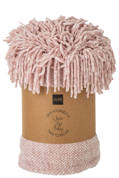 J-Line deken Chenille - polyester - roze