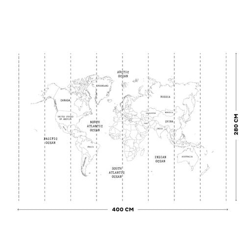 Art for the Home Fotobehang - Wereldkaart - Wit/Zwart - 280x400cm - vtwonen shop