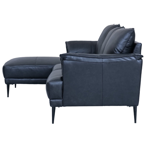 Furnhouse chaise longue bank links Soul - Zwart - Leer - 155x233x88