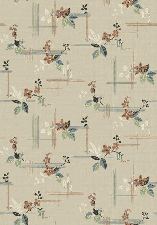 borastapeter behang vintage bloemen beige, terracotta en groen - 53 cm x 10.05 m - 660012 - vtwonen shop