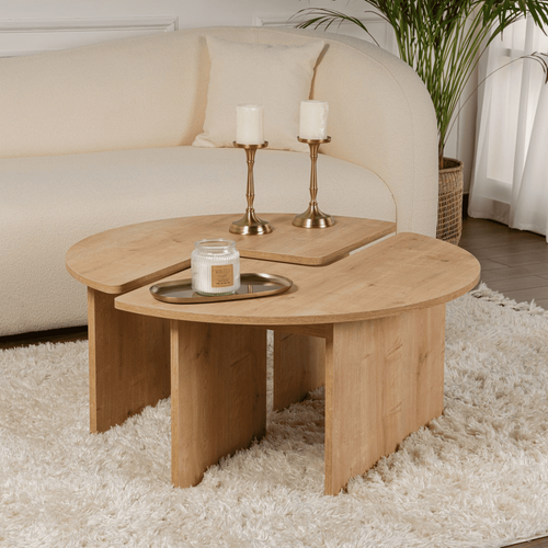 Calicosy - MOIRA Set van 2 salontafels - Hout - 90x90x41 cm