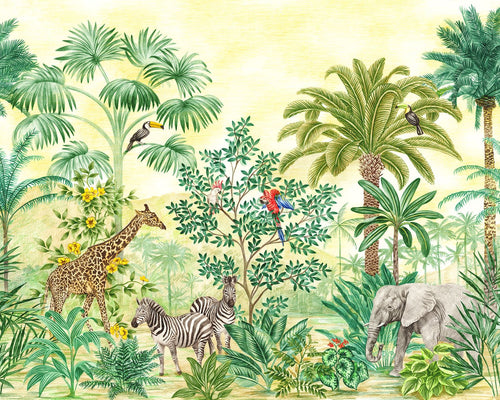 Sanders & Sanders fotobehang jungle met dieren groen - 350 x 280 cm - 612143