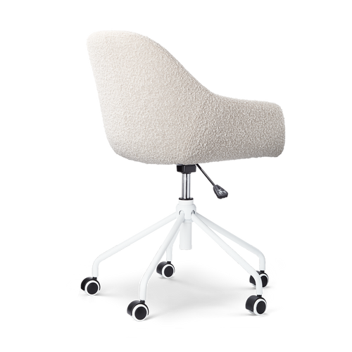 Nolon Nout-Mae Bureaustoel Bouclé Beige - Armleuning - Wit - vtwonen shop
