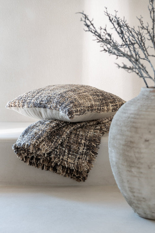 J-Line plaid Tweed - katoen - bruin/beige - 180 x 130 cm