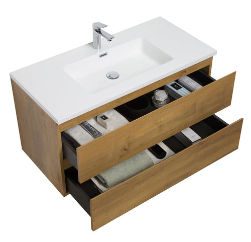 Badplaats Badkamermeubel Set Angela 100 cm – Eiken – Badmeubel met Wastafel
