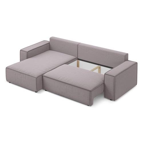 LaMiaSofa hoekbank links Livorno - velours - lavendel - 290x185x82