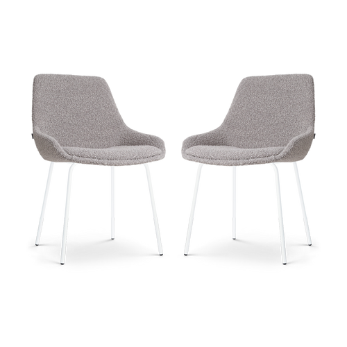 Nolon Nora-Isa Eetkamerstoelen Set van 2 - Bouclé Taupe - Wit