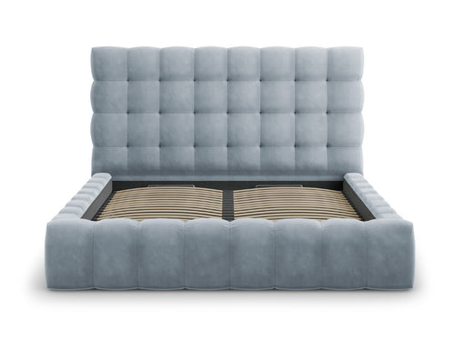 Cosmopolitan Design Opbergbed met hoofdeinde Bali 140x200cm, flueel, lichtblauw - 230x165x125cm
