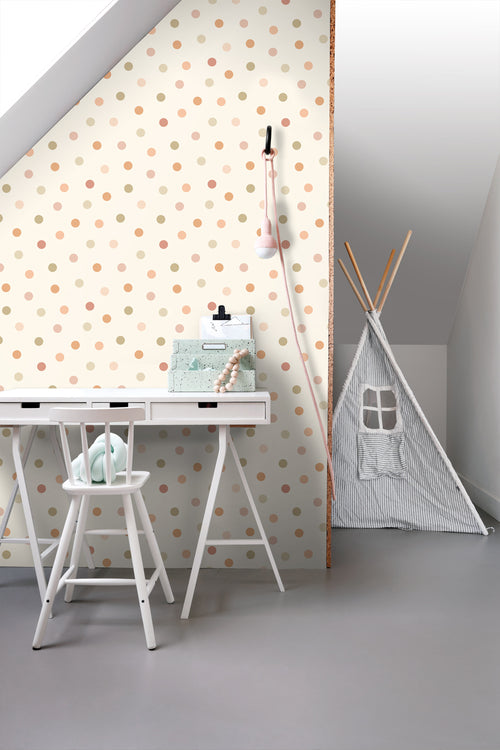 ESTAhome behang stip beige en meerkleurig - 50 x 900 cm - 131626
