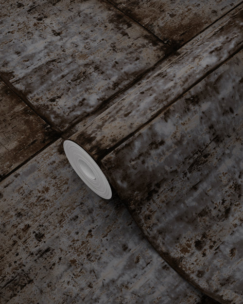 ESTAhome behang zinken platen bruin zwart en grijs - 53 cm x 10.05 m - 138880