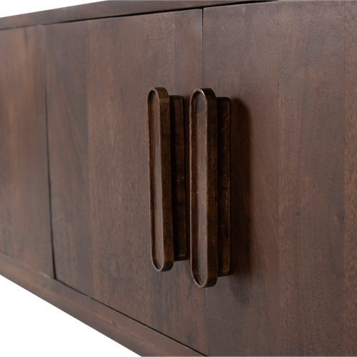 WOOOD tv meubel 150 cm Liya - Mangohout - Donkerbruin - 50x150x35