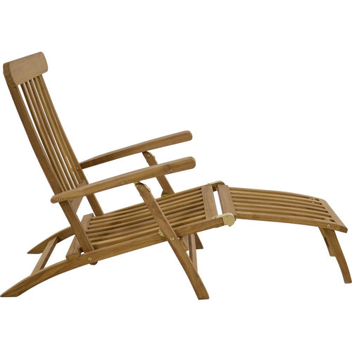 Lesli Living deckchair teak - zwart - 148x60x90cm