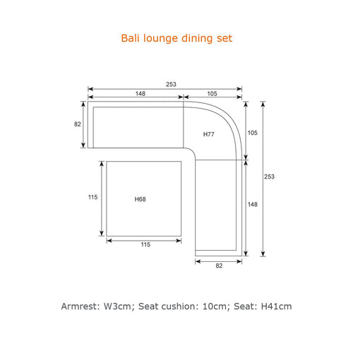 Bali lounge-diningset - 4-delig - natural rotan - mystic grey - vtwonen shop