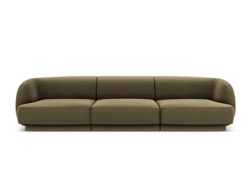 Micadoni Bank Miley 3-zits, flueel, groente - 90x255x70cm