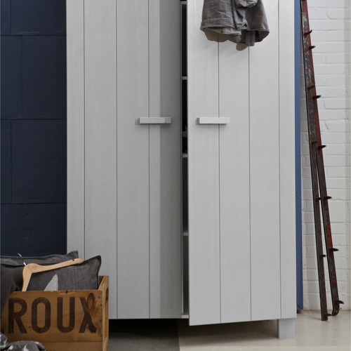 WOOOD kledingkast Dennis - Grenen Geborsteld - Grijs - 111x202x55 - vtwonen shop