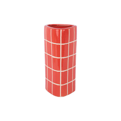 Present Time vaas Retro Tiles - rood - 12.6x11.5x26cm