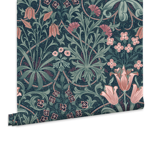 William Morris at Home Vliesbehang - Woodland Weeds Midnight