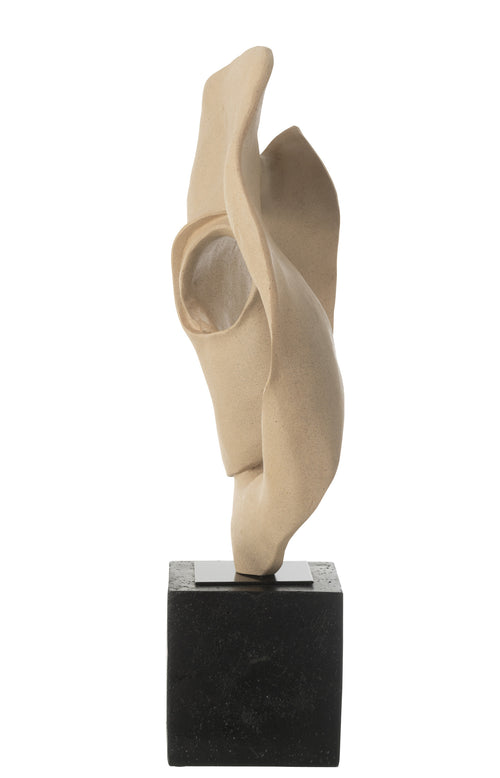 J-Line decoratie Abstract Op Sokkel - polyresin - beige/zwart