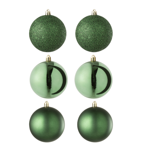 J-Line kerstbal - kunststof - champagne - doos van 6