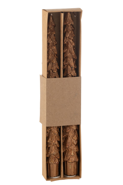 J-Line kaars Boom - cognac - 3U - doos van 2 - vtwonen shop