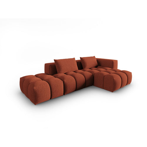 Cosmopolitan Design - Modulaire hoekbank rechts Verona 4-zits, structurele stof koraal - 145x265x70cm