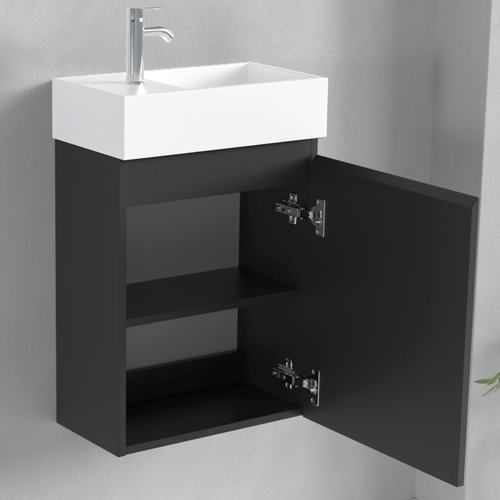 LOMAZOO toiletmeubel Malibu - witte wastafel - mat zwart