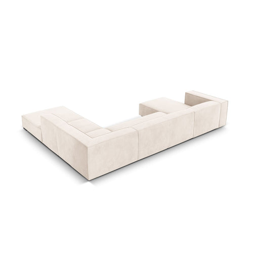 Cosmopolitan Design - Panoramische hoekbank rechts Turin 6-zits, structurele stof lichtbeige - 270x365x68cm