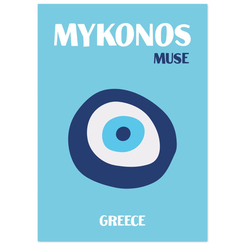 Artfulprints Poster Griekenland - Mykonos   - 50x70 cm - Blauw