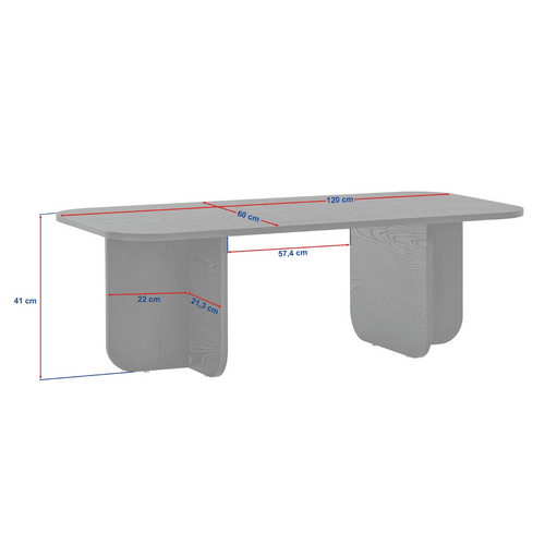 Calicosy - BECAJ Rechthoekige salontafel - Eiken - 60x120x41,4 cm