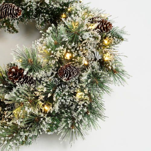 Black Box Trees Vandans Kerstkrans met LED Verlichting - Ø60 cm - Groen Frosted