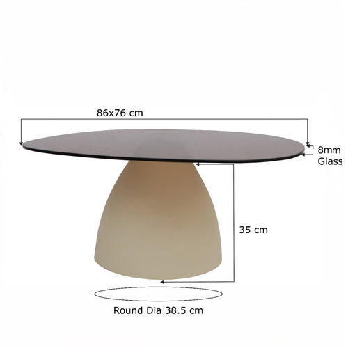 Brix salontafel Mylon beige - glas - 86 cm