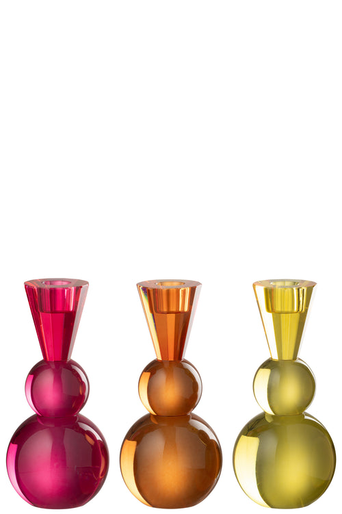 J-Line kaarshouder - glas - mix - 3 stuks