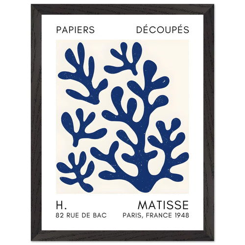 Artfulprints Poster met Lijst Matisse – Coral shadows navy blue II   - 30x40 cm - Blauw