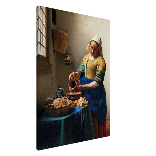 Artfulprints Canvas Johannes Vermeer – Meisje met de parel canvas - 100x150 cm - Blauw