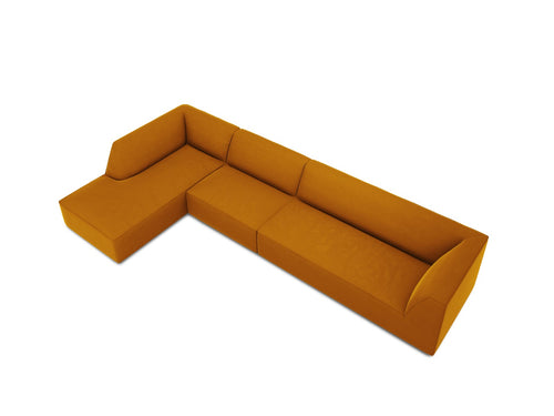 Micadoni linker hoekbank Ruby 5-zits, flueel, geel - 180x366x69cm