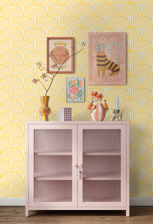 ESTAhome behang art deco bogen geel - 50 x 900 cm - 131769