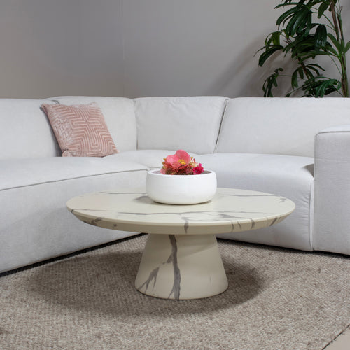 DÉJA Living Salontafel Flen Rond - Marmerlook - 90x90x35cm - vtwonen shop